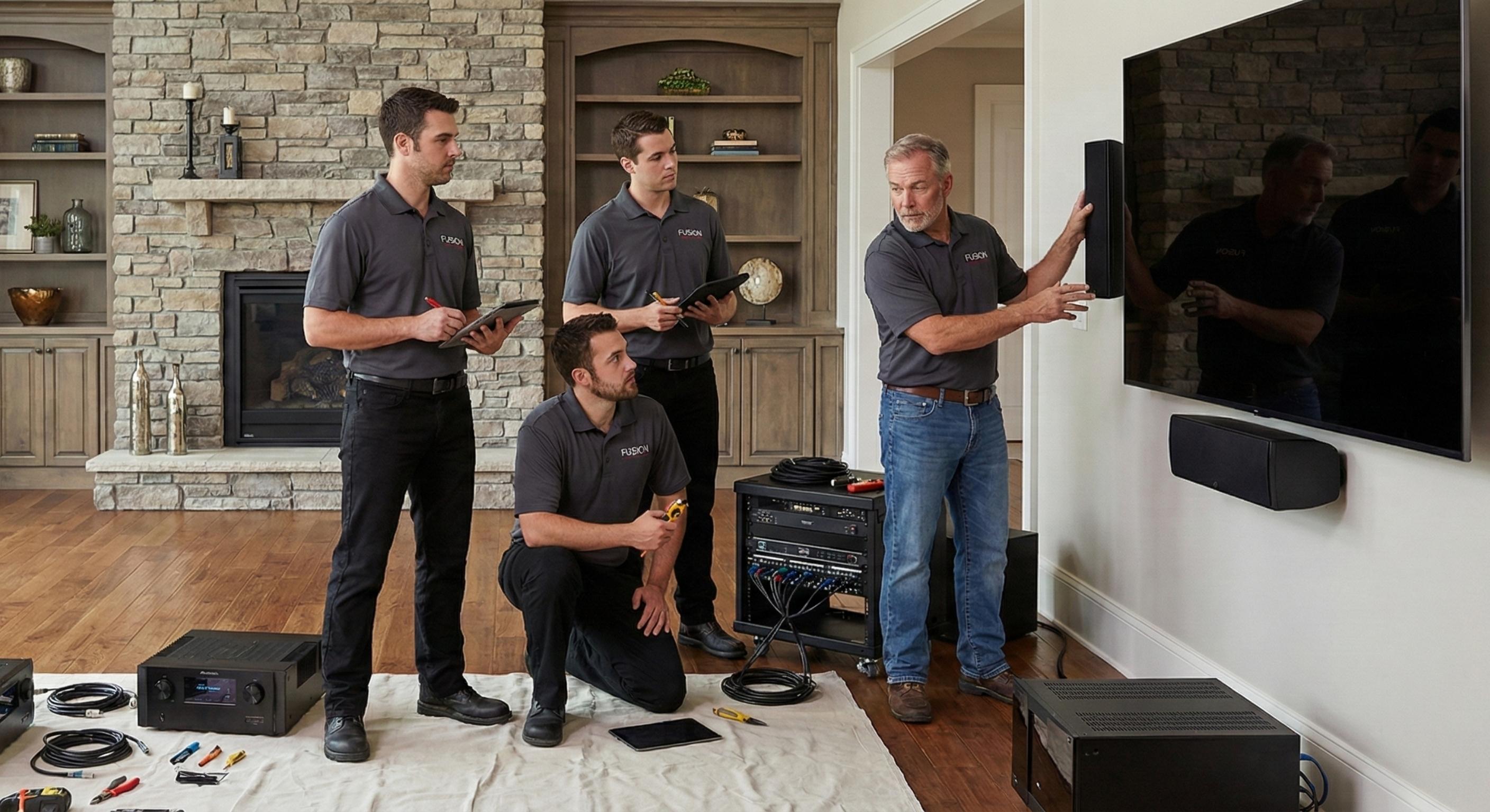 Four technicians working
