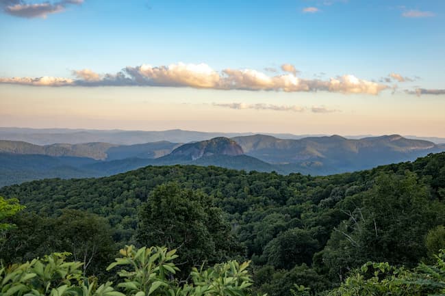 Asheville landscape with mountains and trees