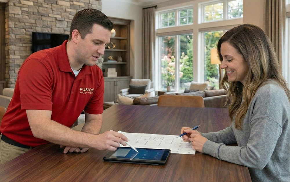 Fusion team member assisting client