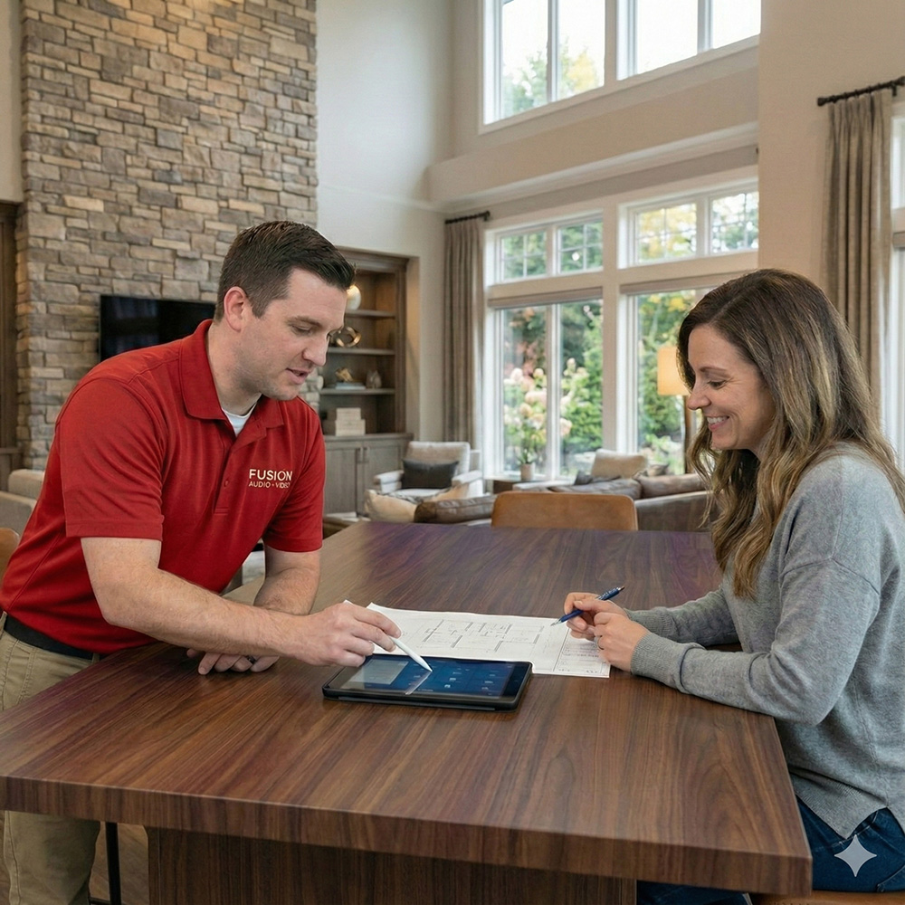 Technician helping a female