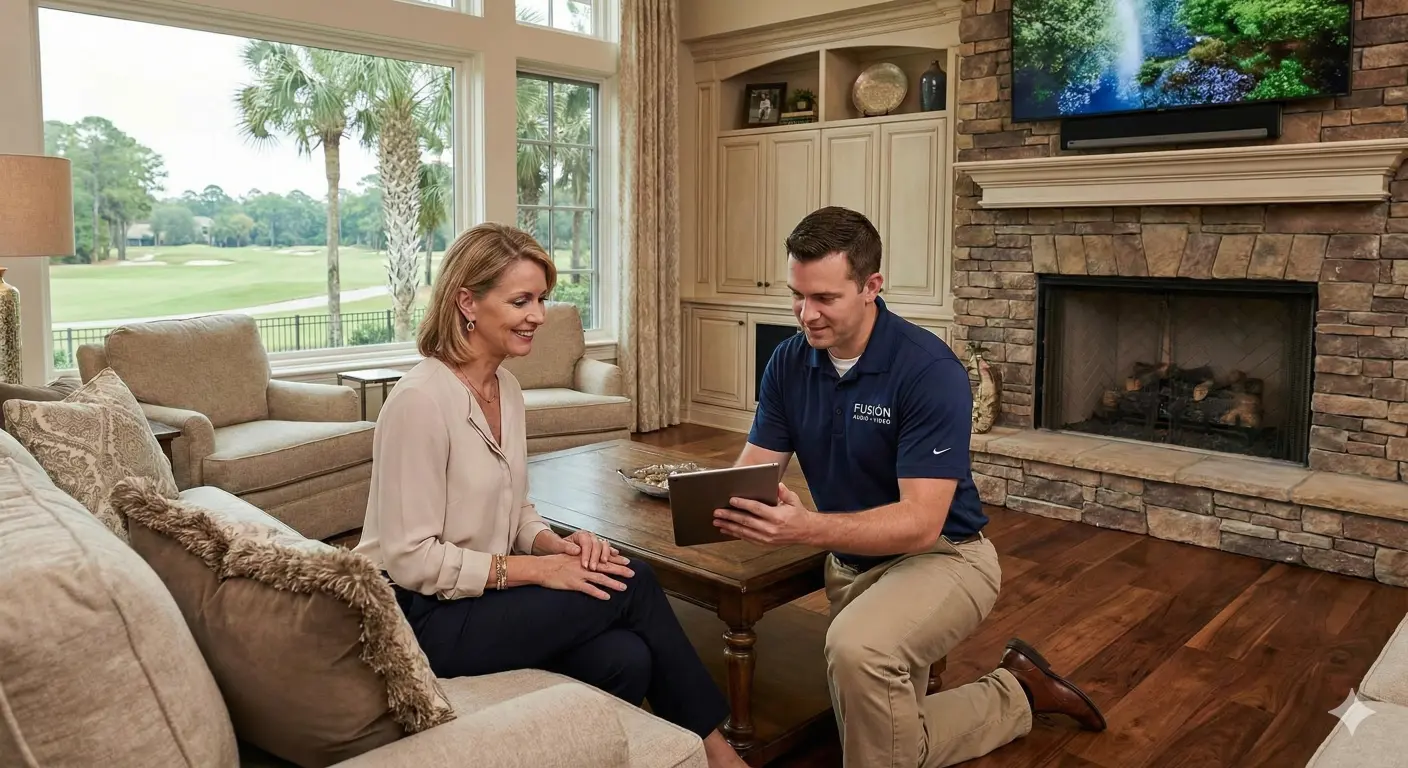 Fusion team member with client