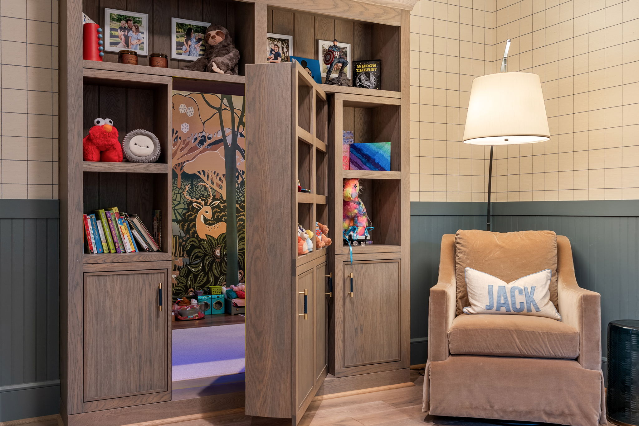 Children’s room with a wardrobe entrance to the hidden playroom