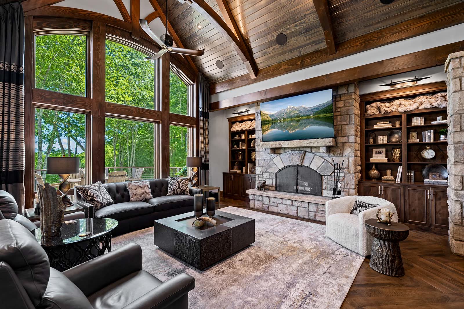 Living room in a log cabin